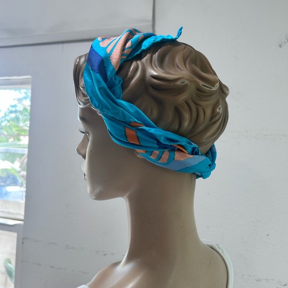 Silk Blue and Orange Scarf - Picture 11 of 16